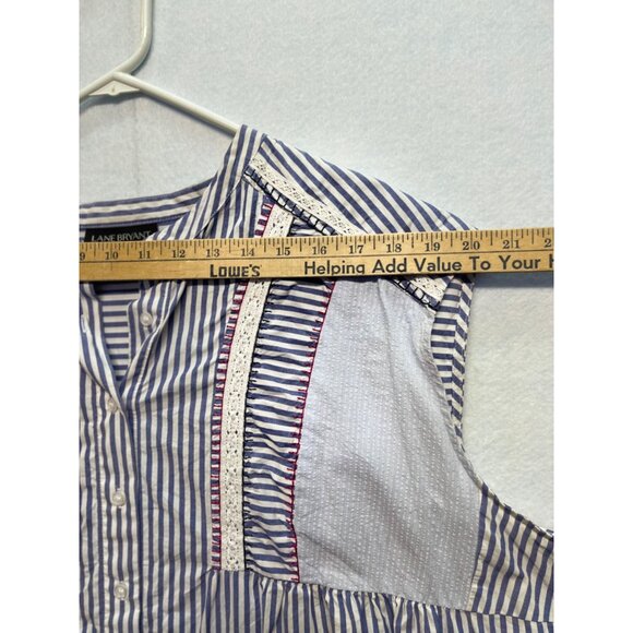 Lane Bryant Cotton Blue White Striped Button Front Sleeveless Tank Top Womens 26 - Picture 6 of 8